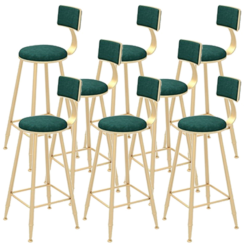Contemporary Style Velvet Counter Stool Round Low Back Bar Stool with Metal Legs