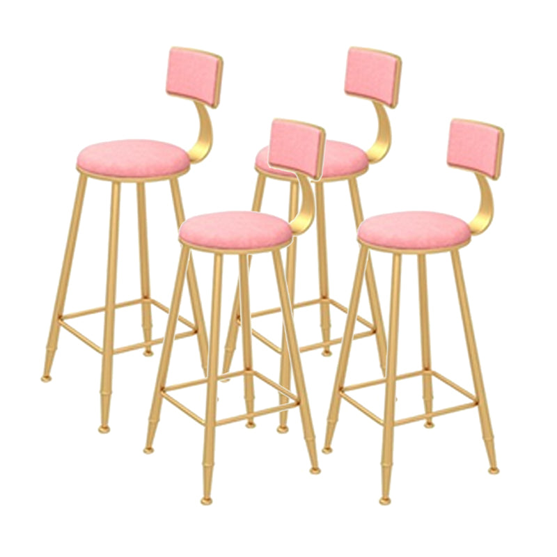 Contemporary Style Velvet Counter Stool Round Low Back Bar Stool with Metal Legs