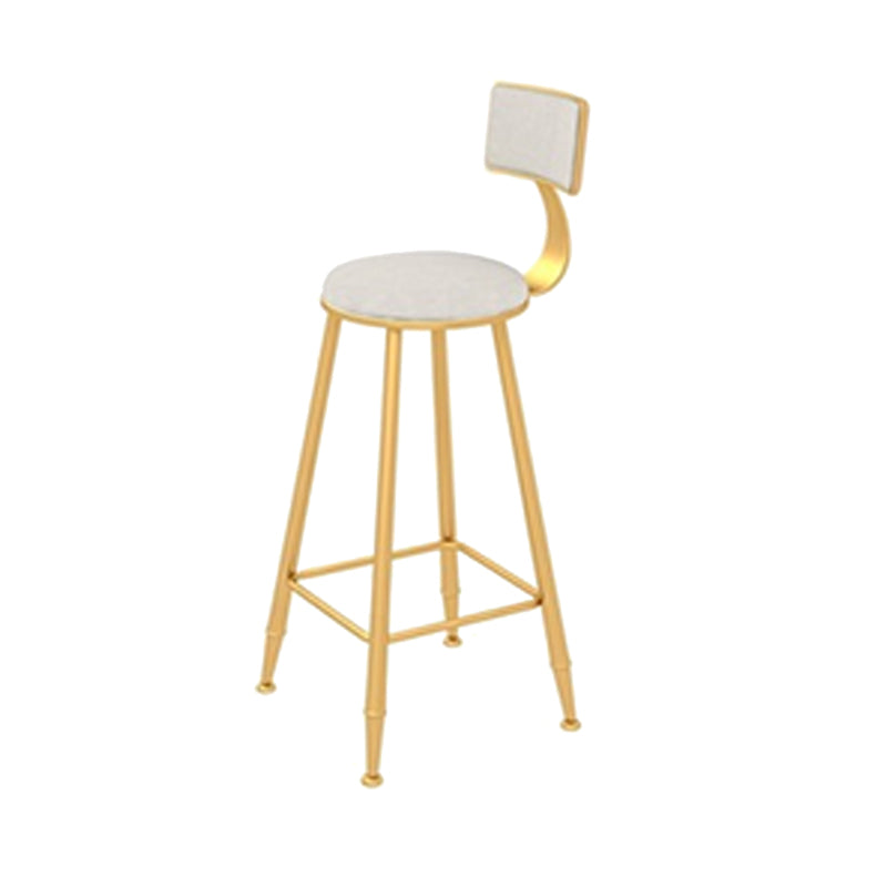Contemporary Style Velvet Counter Stool Round Low Back Bar Stool with Metal Legs