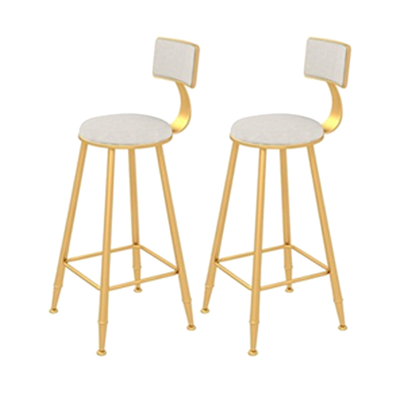 Contemporary Style Velvet Counter Stool Round Low Back Bar Stool with Metal Legs
