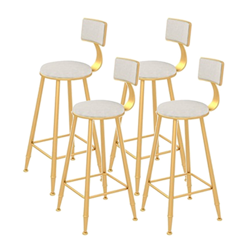 Contemporary Style Velvet Counter Stool Round Low Back Bar Stool with Metal Legs
