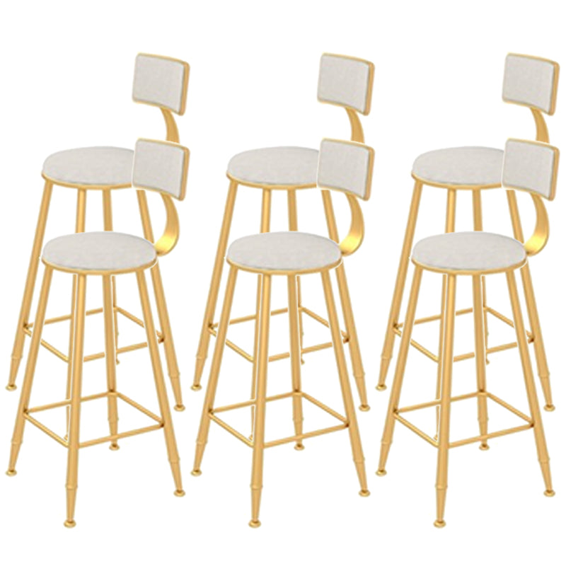 Contemporary Style Velvet Counter Stool Round Low Back Bar Stool with Metal Legs