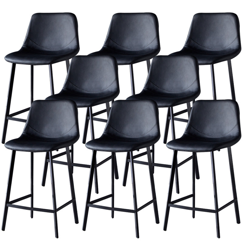 Contemporary Faux Leather Counter Stool Bucket Low Back Stool with Metal Legs
