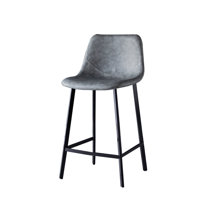 Contemporary Faux Leather Counter Stool Bucket Low Back Stool with Metal Legs