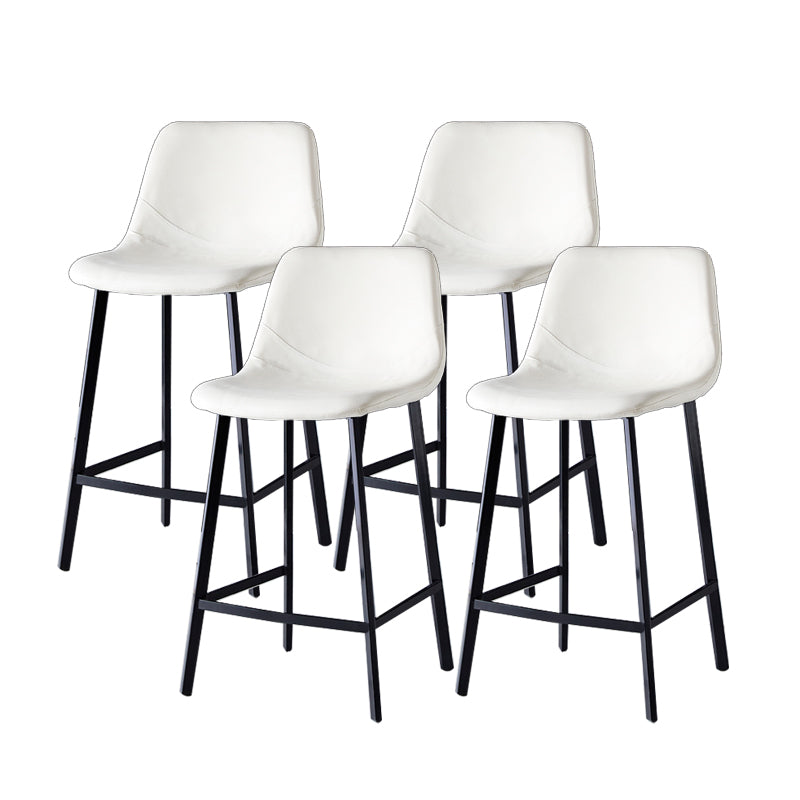 Contemporary Faux Leather Counter Stool Bucket Low Back Stool with Metal Legs