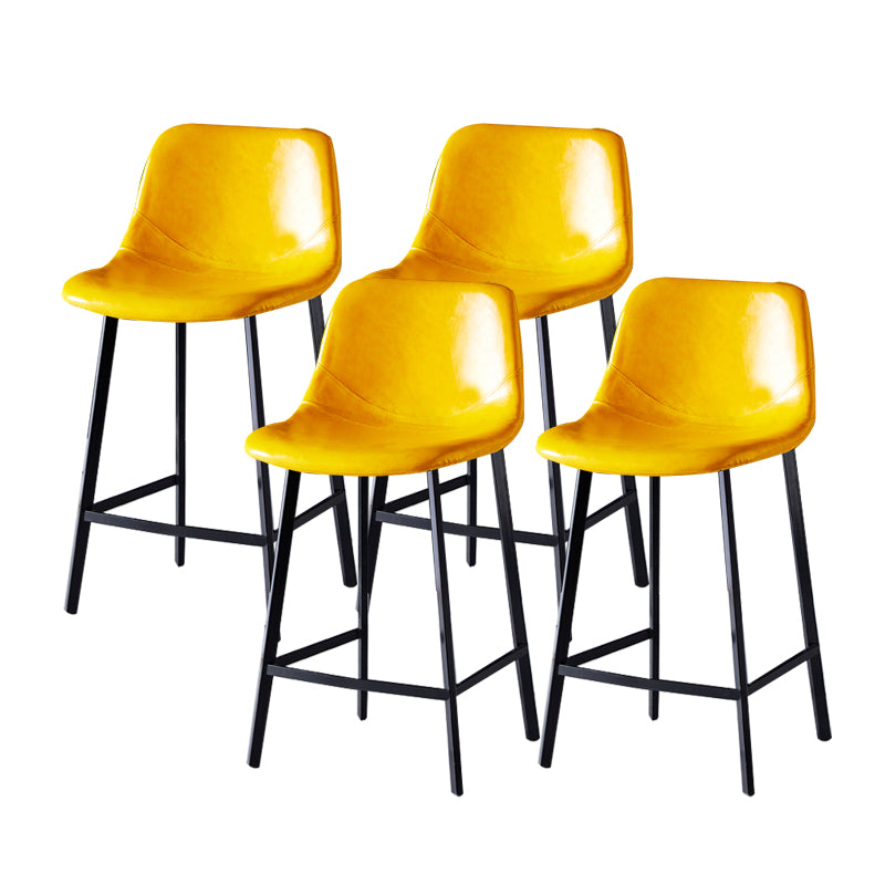 Contemporary Faux Leather Counter Stool Bucket Low Back Stool with Metal Legs