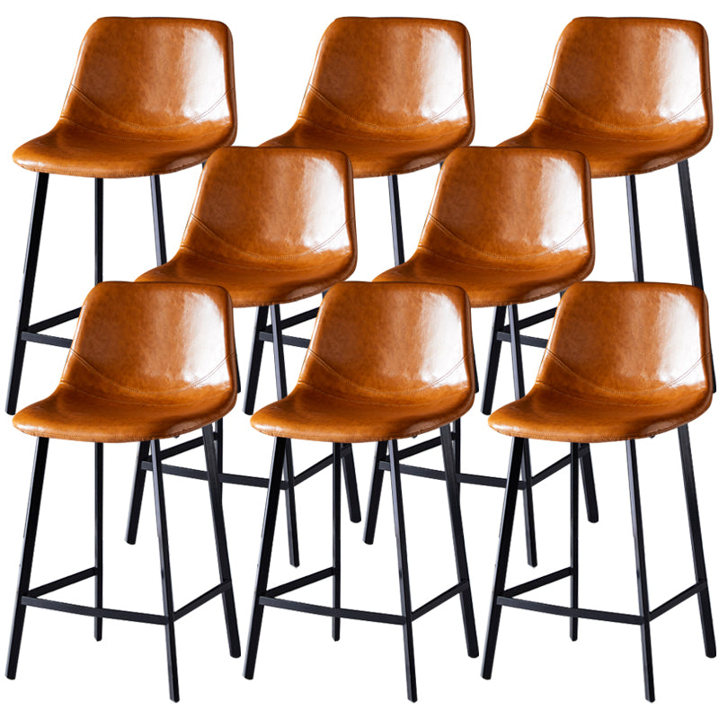 Contemporary Faux Leather Counter Stool Bucket Low Back Stool with Metal Legs