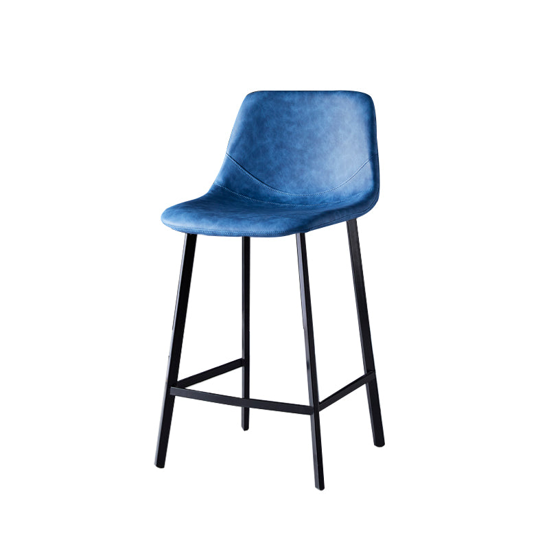 Contemporary Faux Leather Counter Stool Bucket Low Back Stool with Metal Legs