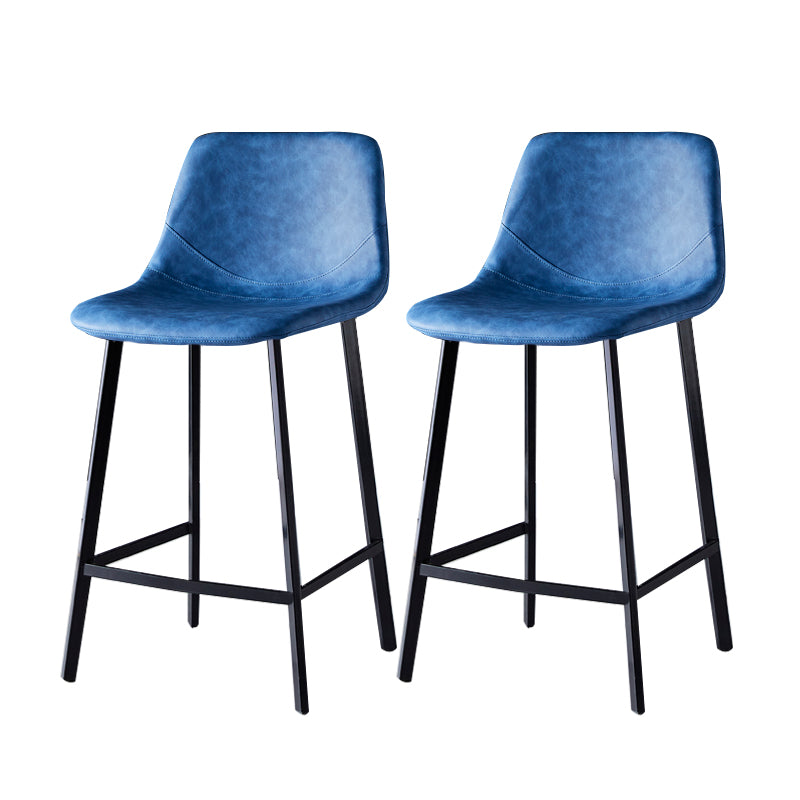 Contemporary Faux Leather Counter Stool Bucket Low Back Stool with Metal Legs