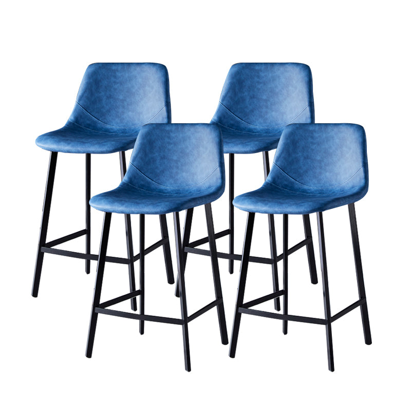 Contemporary Faux Leather Counter Stool Bucket Low Back Stool with Metal Legs
