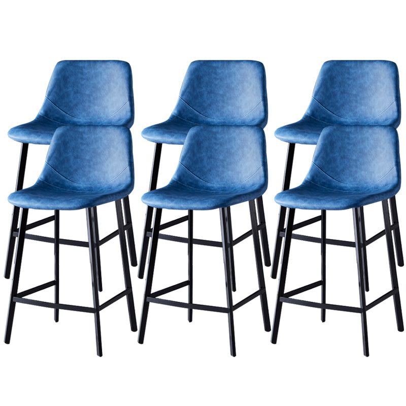Contemporary Faux Leather Counter Stool Bucket Low Back Stool with Metal Legs