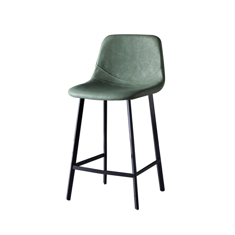 Contemporary Faux Leather Counter Stool Bucket Low Back Stool with Metal Legs