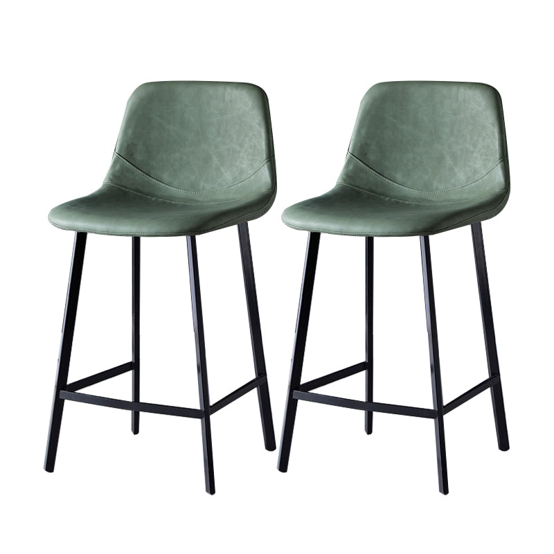 Contemporary Faux Leather Counter Stool Bucket Low Back Stool with Metal Legs