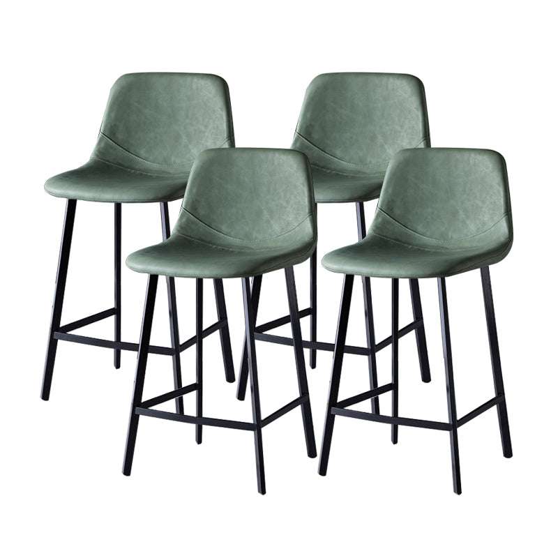 Contemporary Faux Leather Counter Stool Bucket Low Back Stool with Metal Legs