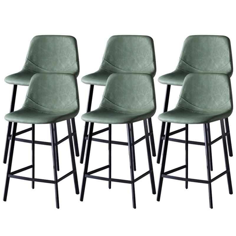 Contemporary Faux Leather Counter Stool Bucket Low Back Stool with Metal Legs