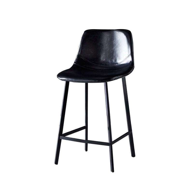 Contemporary Faux Leather Counter Stool Bucket Low Back Stool with Metal Legs