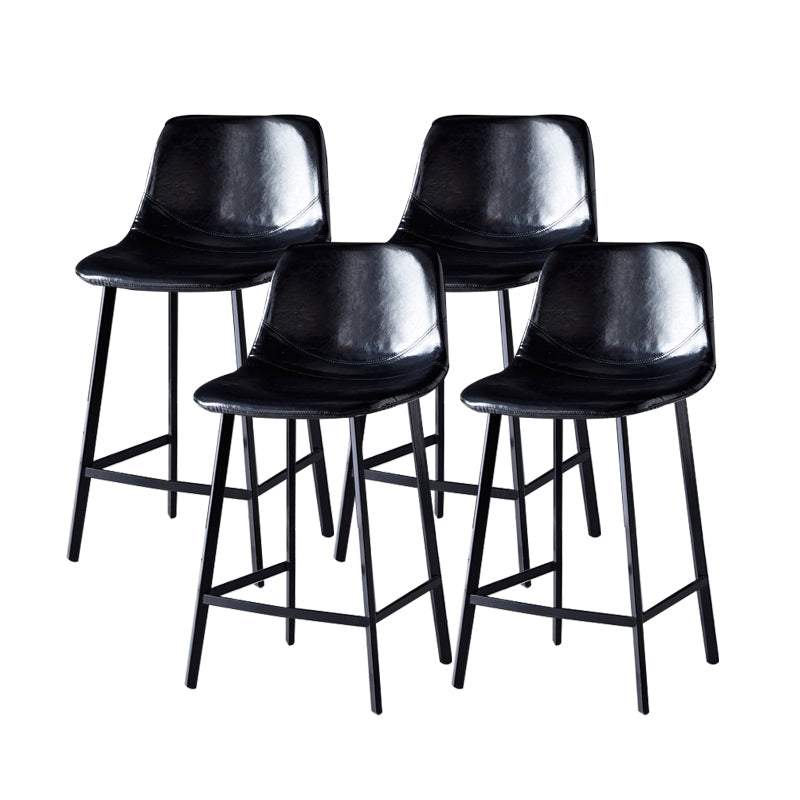 Contemporary Faux Leather Counter Stool Bucket Low Back Stool with Metal Legs