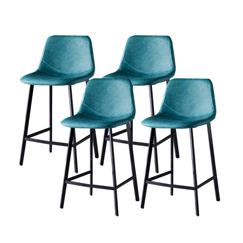 Contemporary Faux Leather Counter Stool Bucket Low Back Stool with Metal Legs