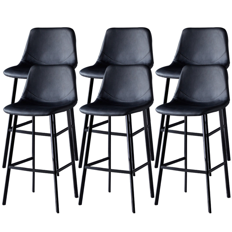 Contemporary Faux Leather Counter Stool Bucket Low Back Stool with Metal Legs