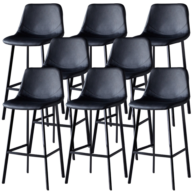 Contemporary Faux Leather Counter Stool Bucket Low Back Stool with Metal Legs