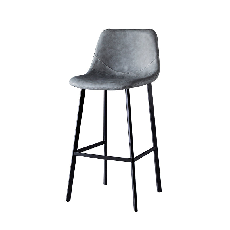 Contemporary Faux Leather Counter Stool Bucket Low Back Stool with Metal Legs