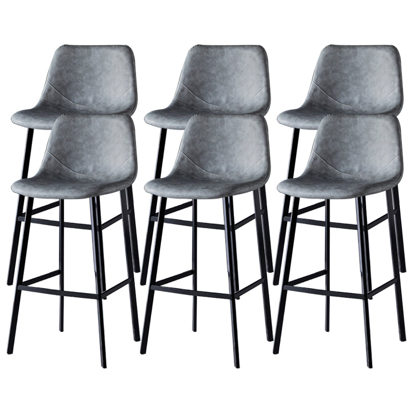 Contemporary Faux Leather Counter Stool Bucket Low Back Stool with Metal Legs