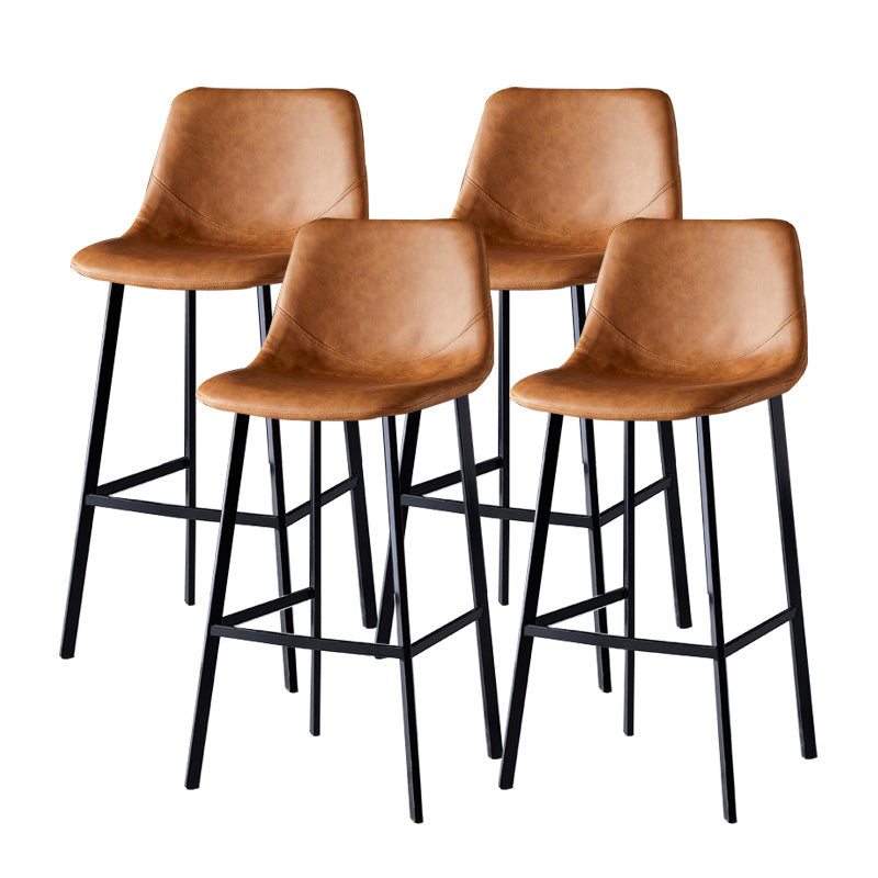 Contemporary Faux Leather Counter Stool Bucket Low Back Stool with Metal Legs