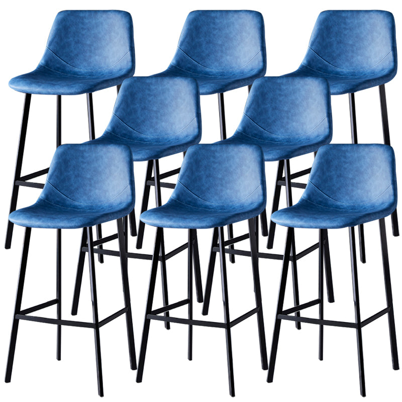 Contemporary Faux Leather Counter Stool Bucket Low Back Stool with Metal Legs