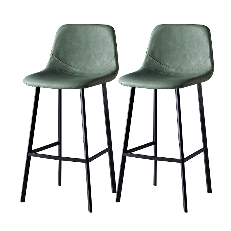 Contemporary Faux Leather Counter Stool Bucket Low Back Stool with Metal Legs