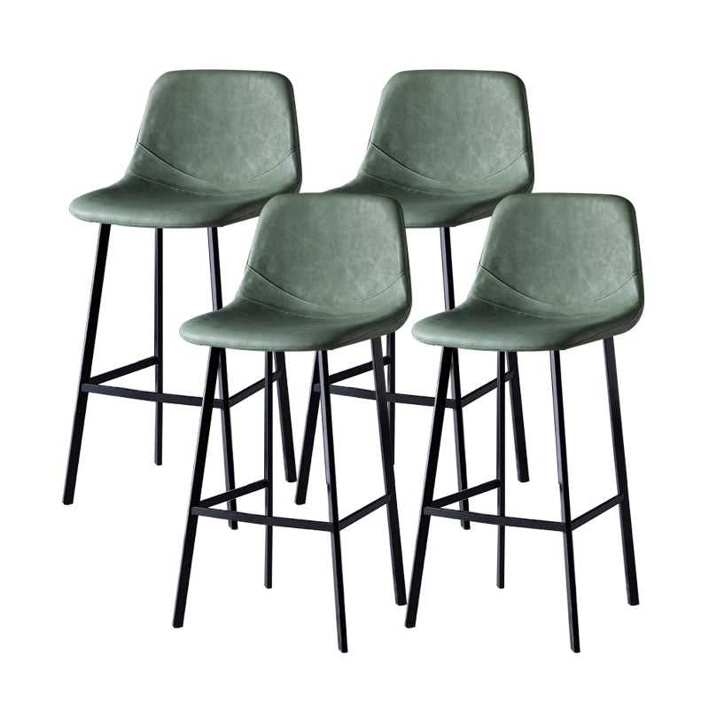 Contemporary Faux Leather Counter Stool Bucket Low Back Stool with Metal Legs