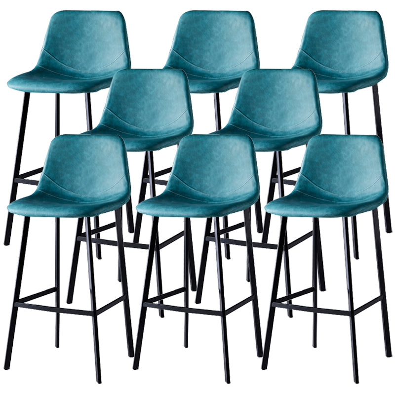 Contemporary Faux Leather Counter Stool Bucket Low Back Stool with Metal Legs
