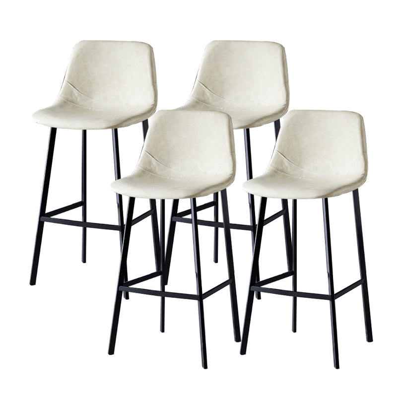 Contemporary Faux Leather Counter Stool Bucket Low Back Stool with Metal Legs