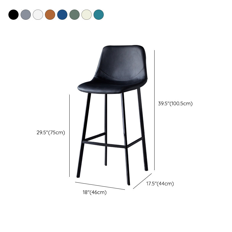 Contemporary Faux Leather Counter Stool Bucket Low Back Stool with Metal Legs