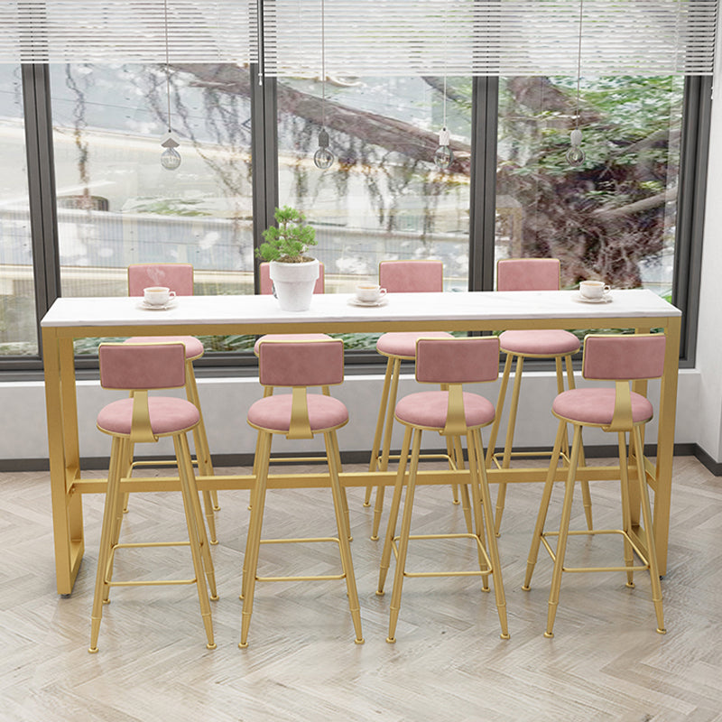 Scandinavian Upholstered Counter Stool Round Bar-height Bar Stool for Indoor