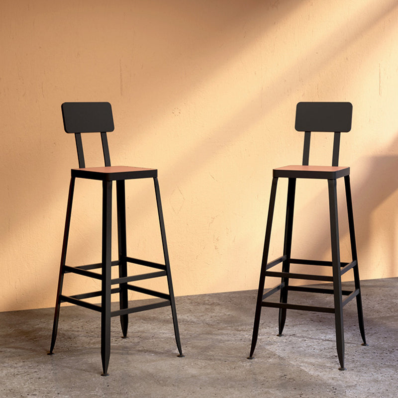 Iron Frame Bar Stool in Black and White Contemporary Low Back Armless Bar Stool
