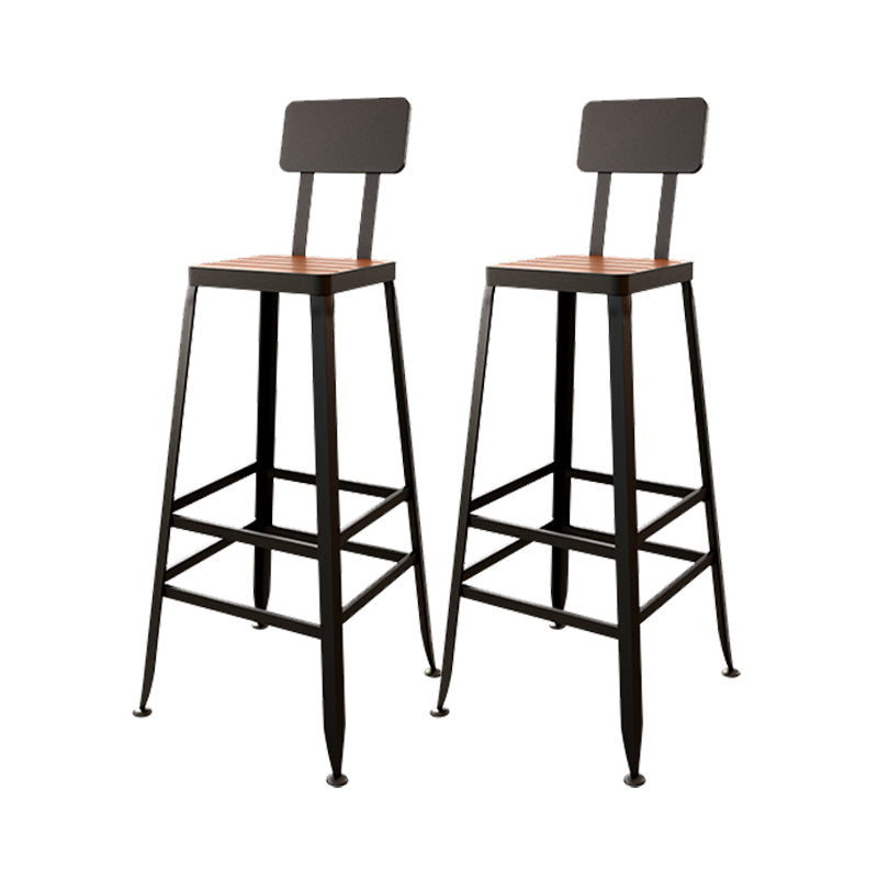 Iron Frame Bar Stool in Black and White Contemporary Low Back Armless Bar Stool