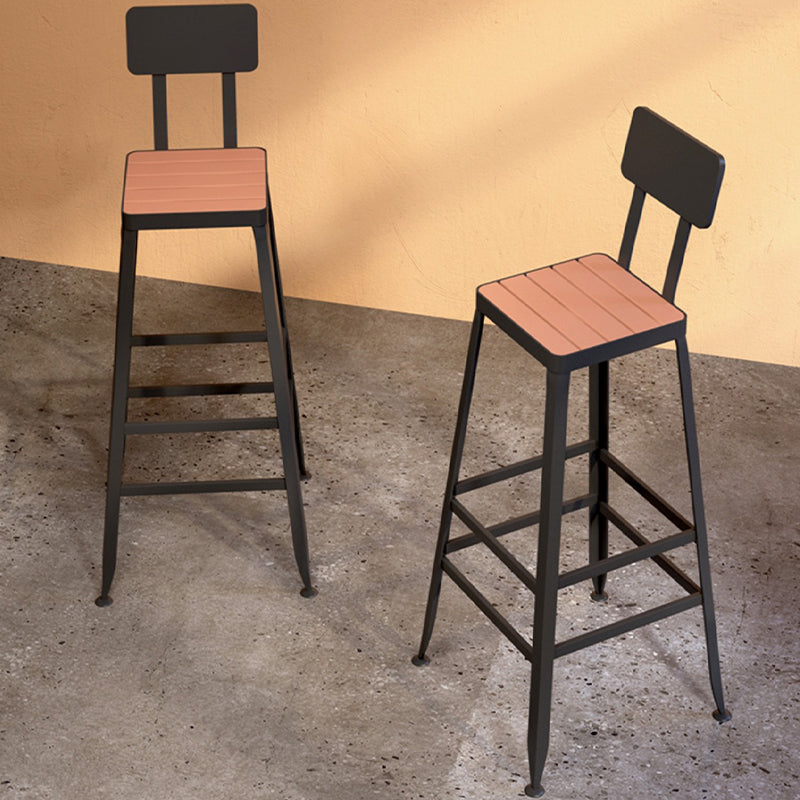 Iron Frame Bar Stool in Black and White Contemporary Low Back Armless Bar Stool