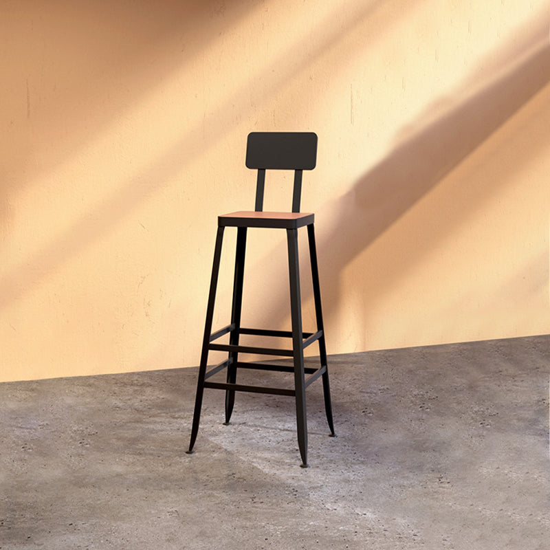 Iron Frame Bar Stool in Black and White Contemporary Low Back Armless Bar Stool