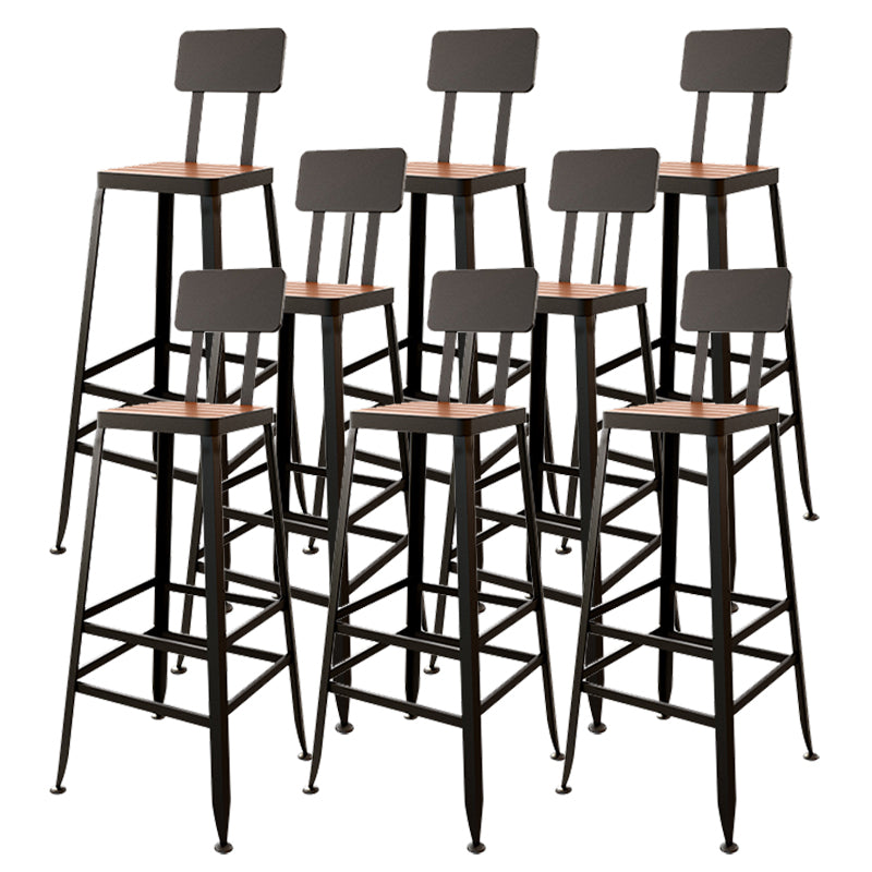 Iron Frame Bar Stool in Black and White Contemporary Low Back Armless Bar Stool