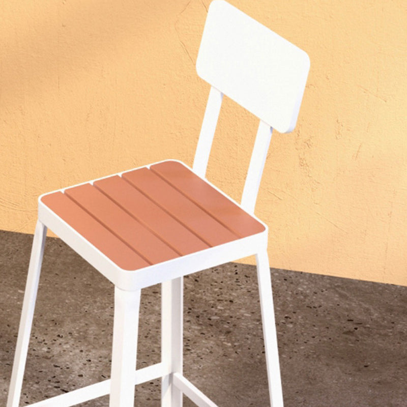 Iron Frame Bar Stool in Black and White Contemporary Low Back Armless Bar Stool