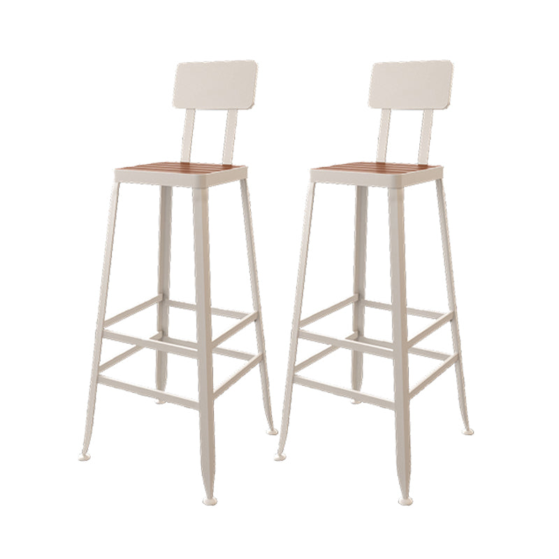 Iron Frame Bar Stool in Black and White Contemporary Low Back Armless Bar Stool