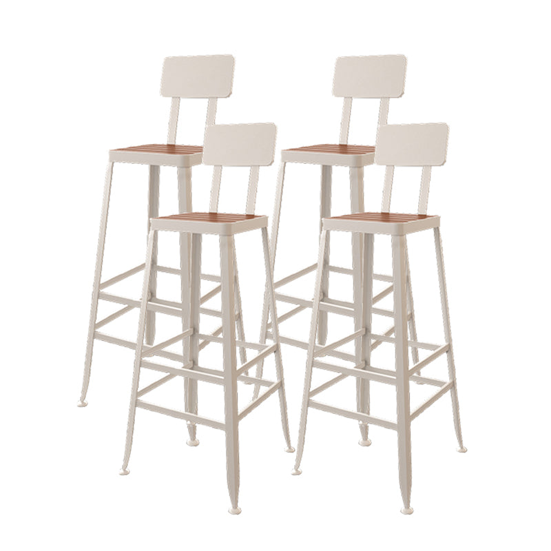 Iron Frame Bar Stool in Black and White Contemporary Low Back Armless Bar Stool