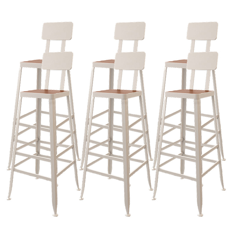 Iron Frame Bar Stool in Black and White Contemporary Low Back Armless Bar Stool