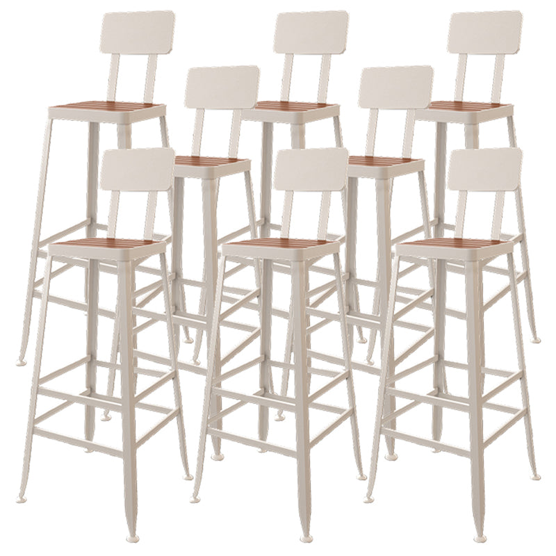 Iron Frame Bar Stool in Black and White Contemporary Low Back Armless Bar Stool