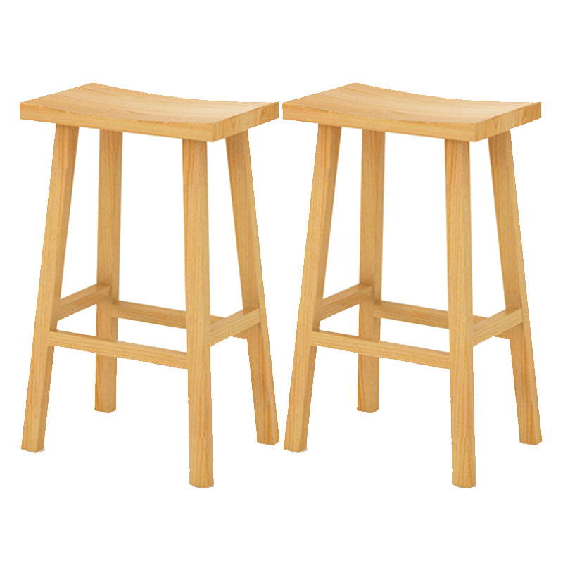 Backless Contoured Seat Contemporary Solid Wood Bar Stool for Restaurant