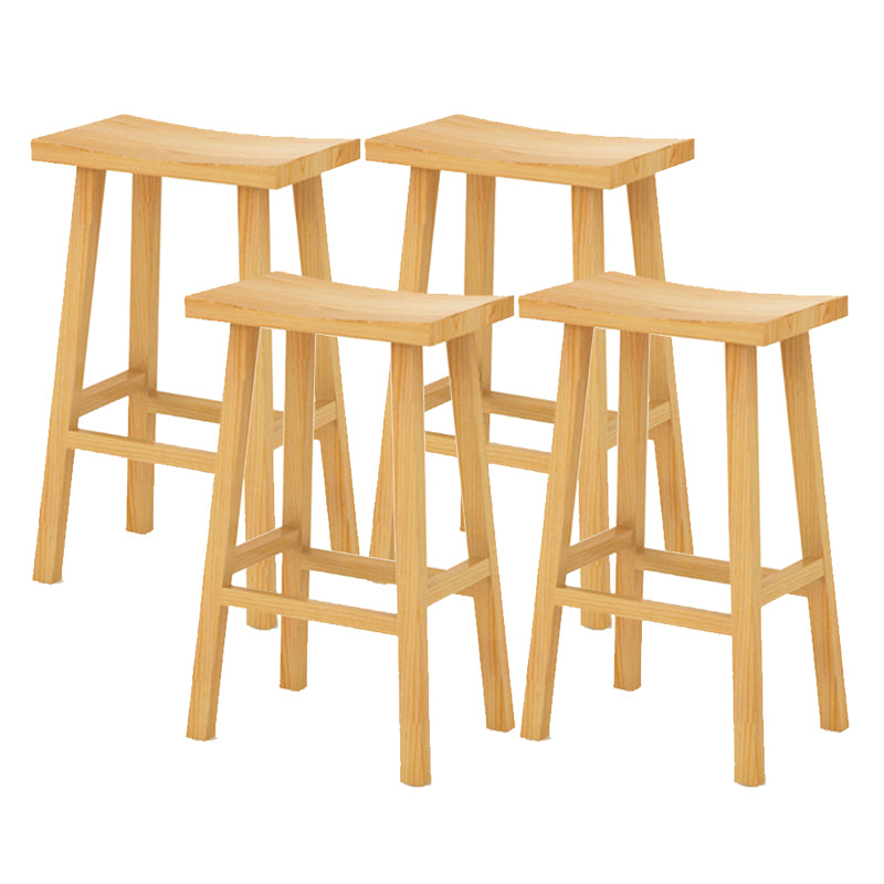 Backless Contoured Seat Contemporary Solid Wood Bar Stool for Restaurant