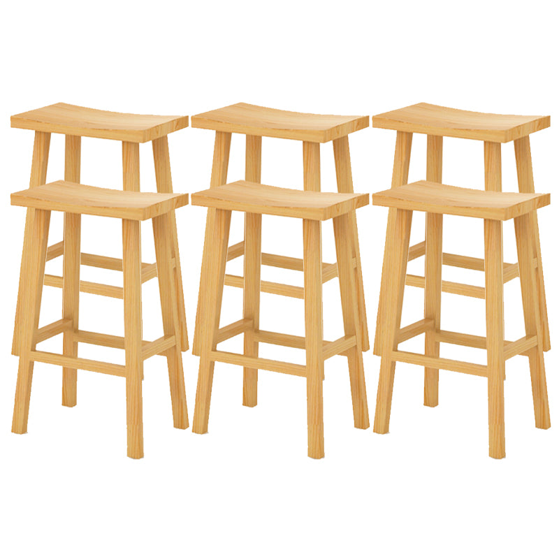 Backless Contoured Seat Contemporary Solid Wood Bar Stool for Restaurant