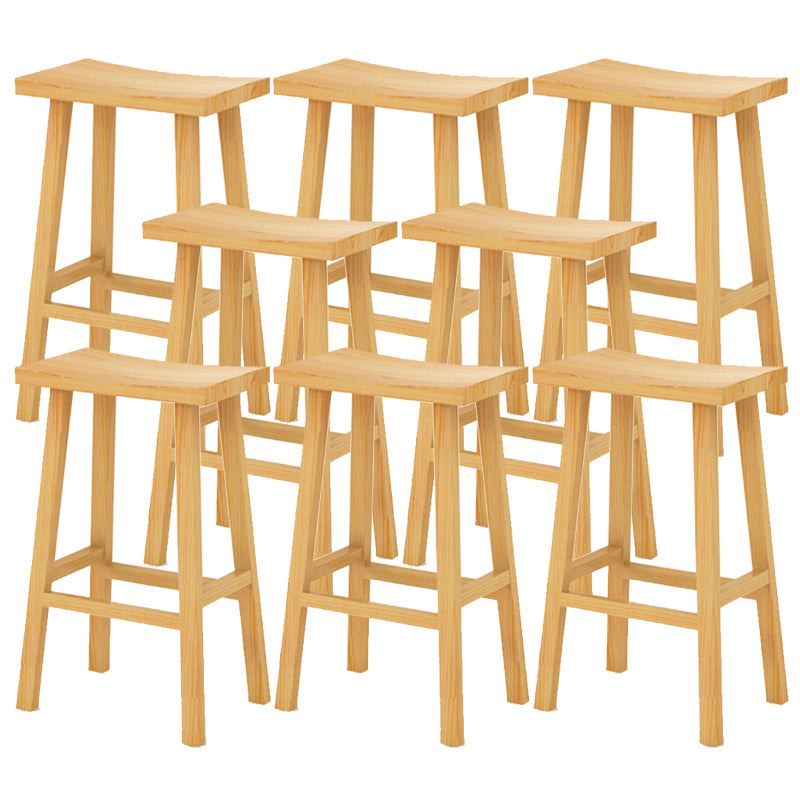 Backless Contoured Seat Contemporary Solid Wood Bar Stool for Restaurant