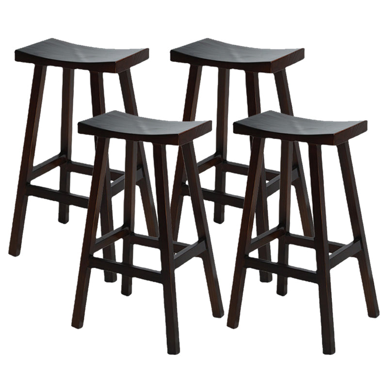 Backless Contoured Seat Contemporary Solid Wood Bar Stool for Restaurant