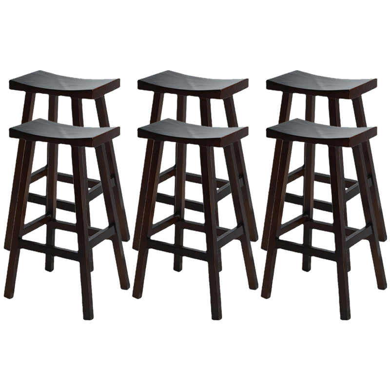 Backless Contoured Seat Contemporary Solid Wood Bar Stool for Restaurant